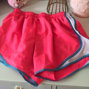 Hot Pink with Blue Stripe Athletic Running Shorts